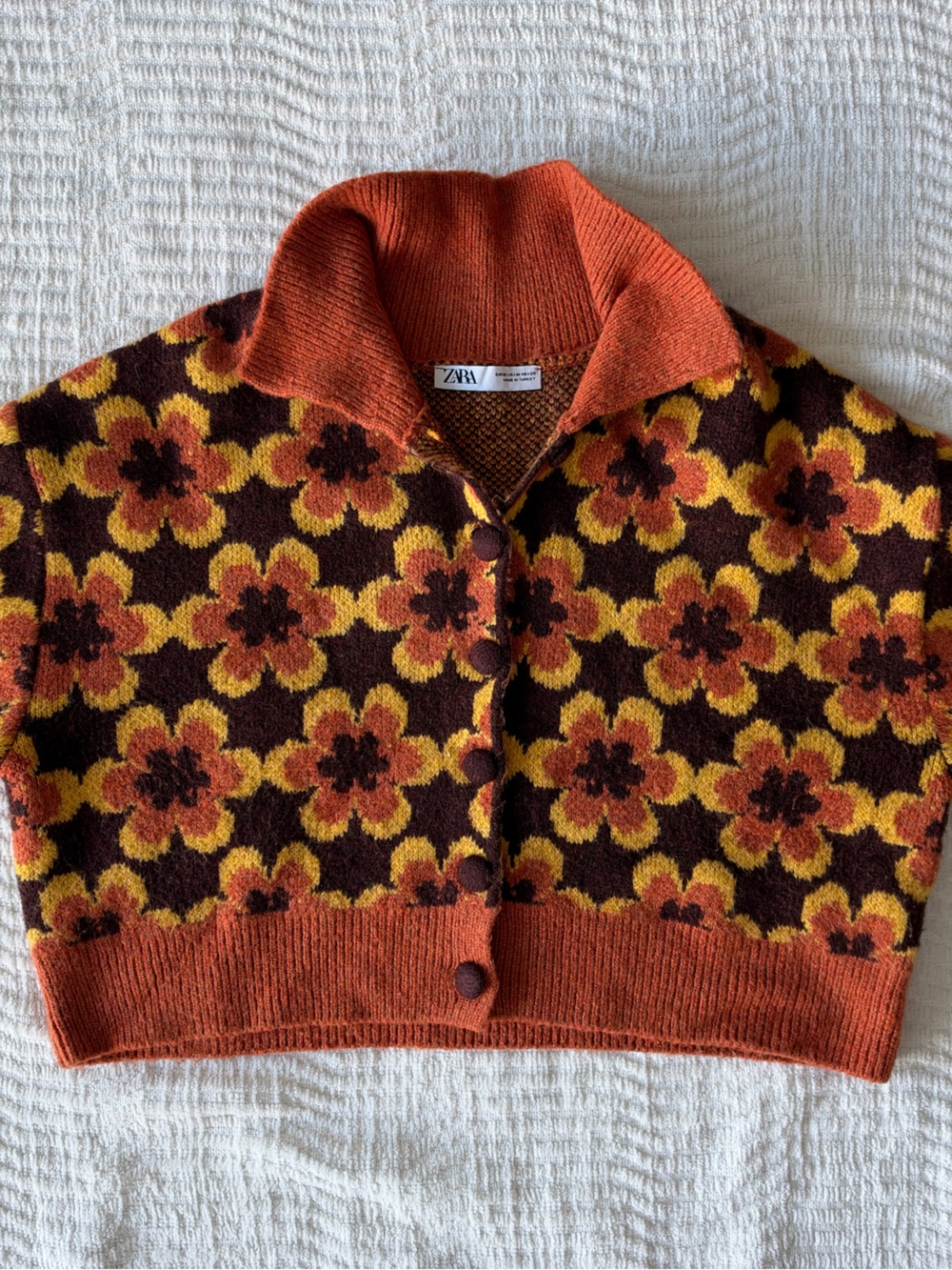 Zara Orange, Yellow & Brown Floral Button-Front Cardigan